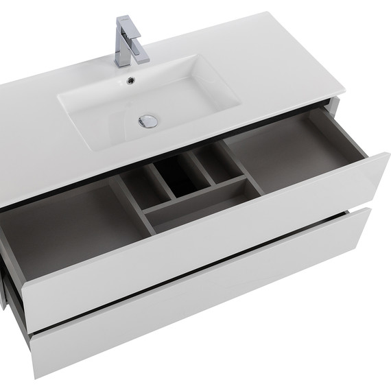Тумба подвесная с раковиной Cezares PLANE-1200-2C-SO-BL 120 см (раковина CZR-8002-120) bianco lucido - фото 6