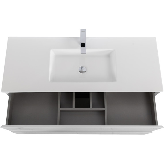 Тумба подвесная с раковиной Cezares PLANE-1200-2C-SO-BL 120 см (раковина CZR-8002-120) bianco lucido - фото 4