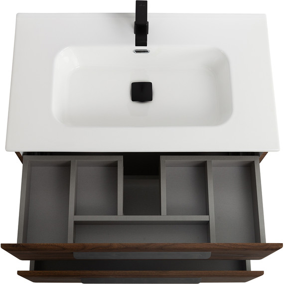 Тумба подвесная с раковиной Cezares ECO-CER-N-800-2C-SO-NCS-P 80 см (раковина CZR-8095-80) орех шоколад софт - фото 4