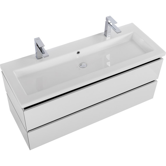 Тумба подвесная с раковиной Cezares PLANE-1200-2C-SO-BL 120 см (раковина CZR-8070-120-1-2) bianco lucido - фото 3