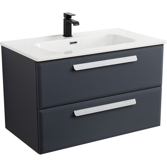 Тумба подвесная с раковиной Cezares ECO-CER-N-800-2C-SO-GR-P 80 см (раковина CZR-8095-80) grafito - фото 2