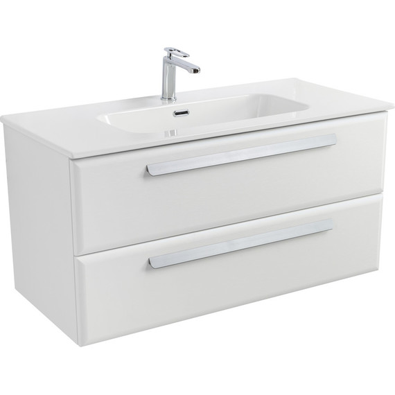 Тумба подвесная с раковиной Cezares ECO-CER-N-1000-2C-SO-BL 100 см (раковина CZR-8095-100) bianco lucido - фото 2