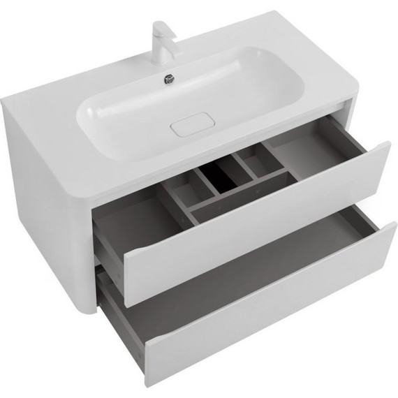 Тумба подвесная с раковиной Cezares RELAX-800-2C-SO-BL 80 см (раковина CZR-800/480-LV-MR-NV) bianco lucido - фото 4