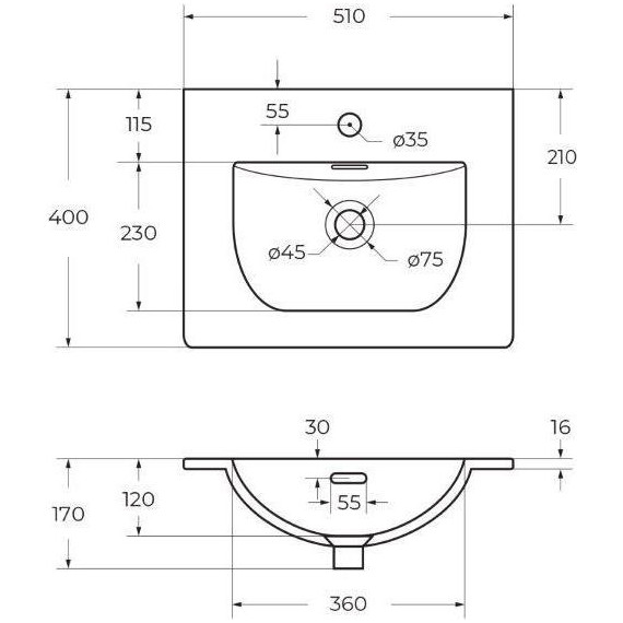 Тумба подвесная с раковиной BelBagno MARINO-CER-MINI-500-2C-SO-WO-P 50 см, rovere bianco - фото 6
