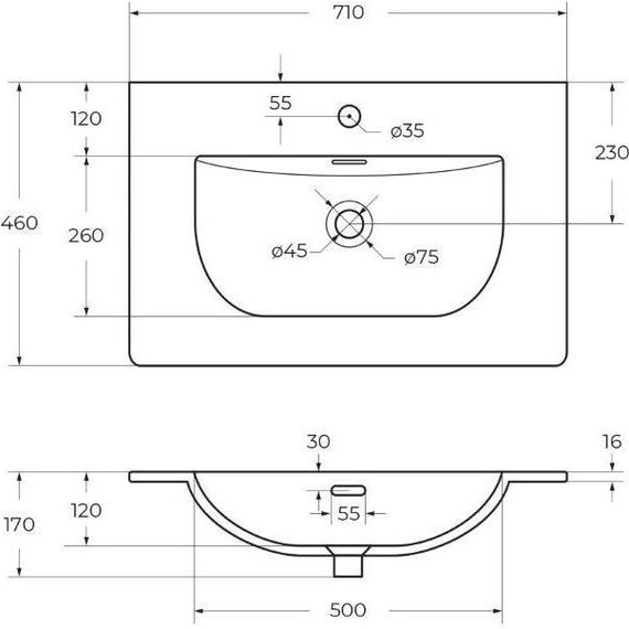 Тумба подвесная с раковиной BelBagno MARINO-CER-N-700-2C-SO-WO-P 70 см, rovere bianco - фото 7