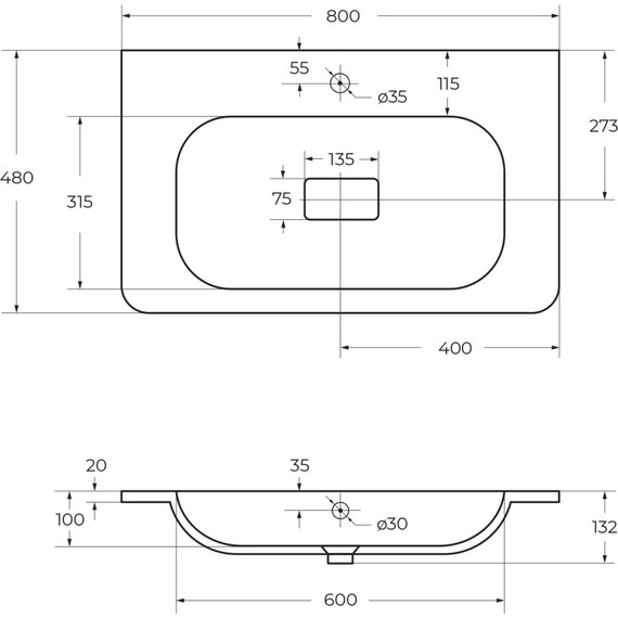 Тумба подвесная с раковиной Cezares RELAX-800-2C-SO-BL 80 см (раковина CZR-800/480-LV-MR-NV) bianco lucido - фото 8