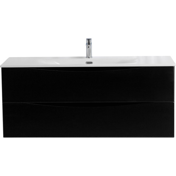 Тумба подвесная с раковиной BelBagno MARINO-CER-N-1200-2C-SO-NL-P 120 см, nero lucido - фото 