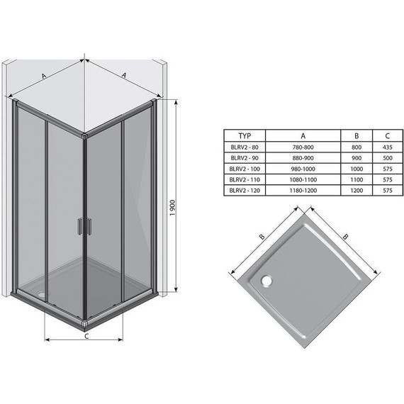 Душевое ограждение Ravak Blix BLRV2К+BLRV2К 120x120 см 1XVG0100ZH+1XVG0100ZH белый/тонированное - фото 2