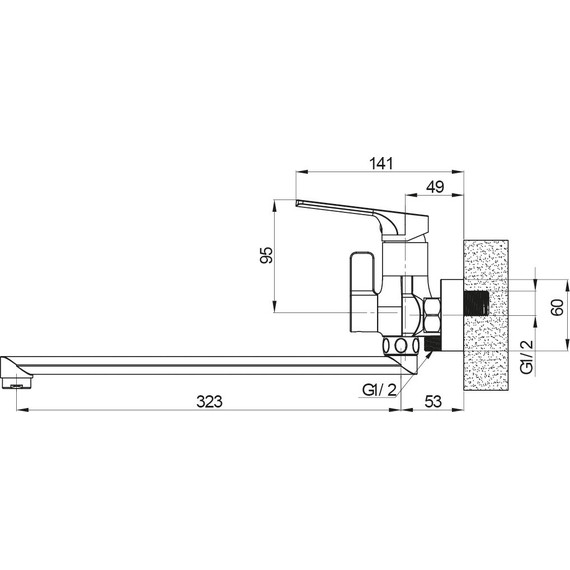 Смеситель для ванны Sole Abrau S014B, чёрный - фото 2