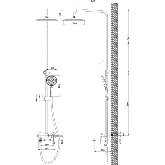 Душевая стойка Sole Baikal  S057C - фото 2