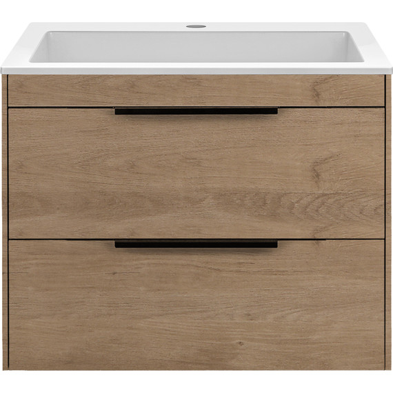 Тумба подвесная с раковиной Vincea 60 см Chiara 2D 600 VMC-2C2600NO (раковина белая VCB-13600W), натуральный дуб - фото 