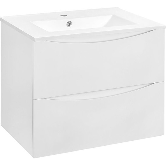 Тумба подвесная с раковиной Vincea Mia 70 см VMC-2MC700S1GW (раковина белая VBS-13970S1), белый глянец - фото 2