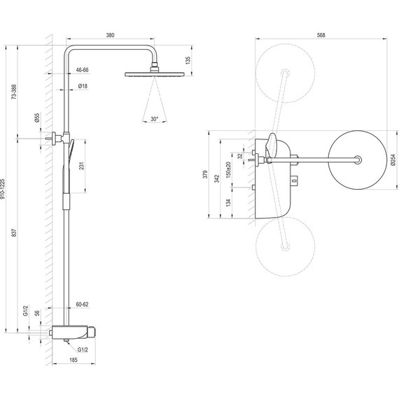 Душевая стойка с термостатом Ravak Termo 300 TE 094.01/150 X070161, хром/белый - фото, картинка 3 Душевая стойка с термостатом Ravak Termo 300 TE 094.01/150 X070161, хром/белый - фото 3