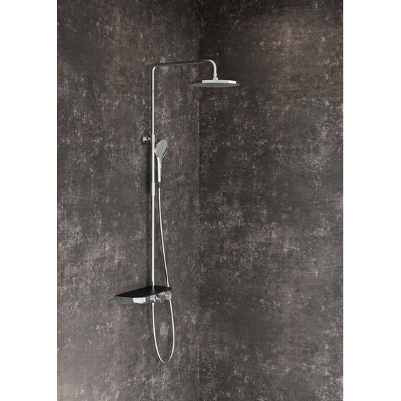 Душевая стойка с термостатом Ravak Termo 300 TE 094.02/150 X070162, хром/чёрный - фото 