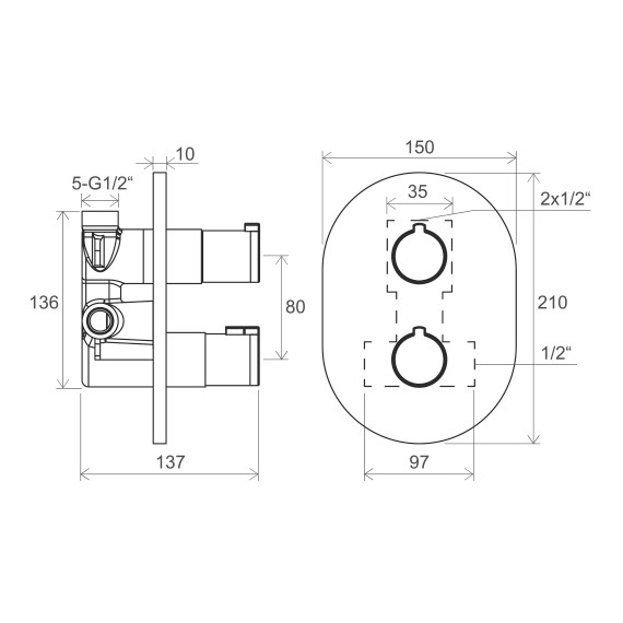 Смеситель для ванны с термостатом Ravak Chrome CR 063.00 X070432, чёрный - фото 3