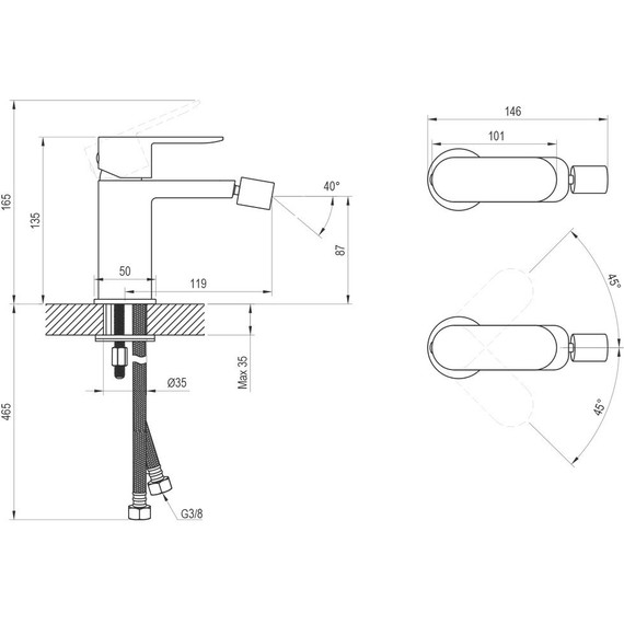 Смеситель для биде Ravak CR II 056.00CR X070453 - фото 3