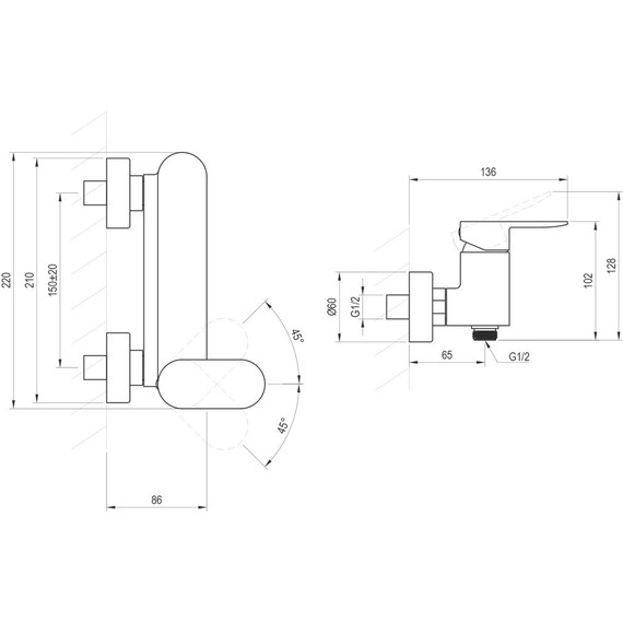 Смеситель для ванны Ravak CR II 032.20BL X070464, чёрный - фото 3