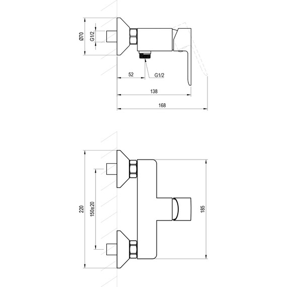 Смеситель для душа Ravak SL 032.20BL X070492, чёрный - фото 2