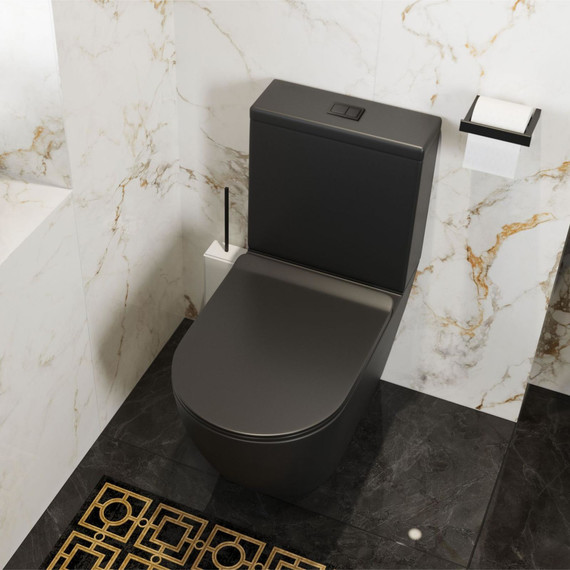 Унитаз-компакт безободковый Mirsant PANDORA 2 BLACK с крышкой Soft-close, чёрный матовый, Цвет производителя: чёрный матовый - фото 3