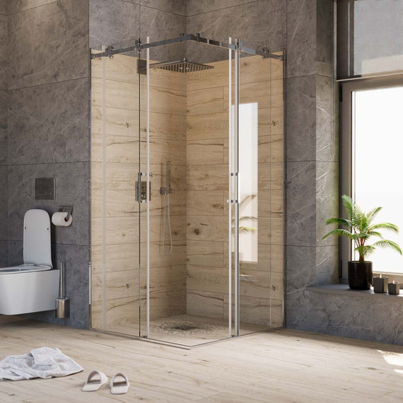 Душевое ограждение Mirsant Vector 90х90 см (стекло 8 мм), хром/прозрачное - фото 2