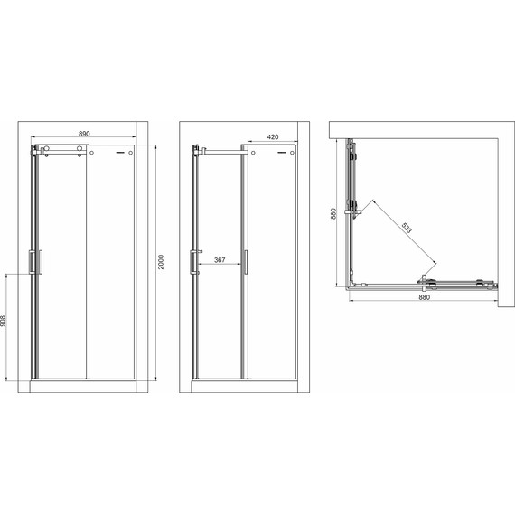 Душевое ограждение Mirsant Vector 90х90 см (стекло 8 мм), хром/прозрачное - фото 8