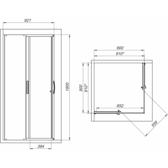 Душевое ограждение Mirsant Neo-90 Quadro 90х90 см, хром/прозрачное - фото 6