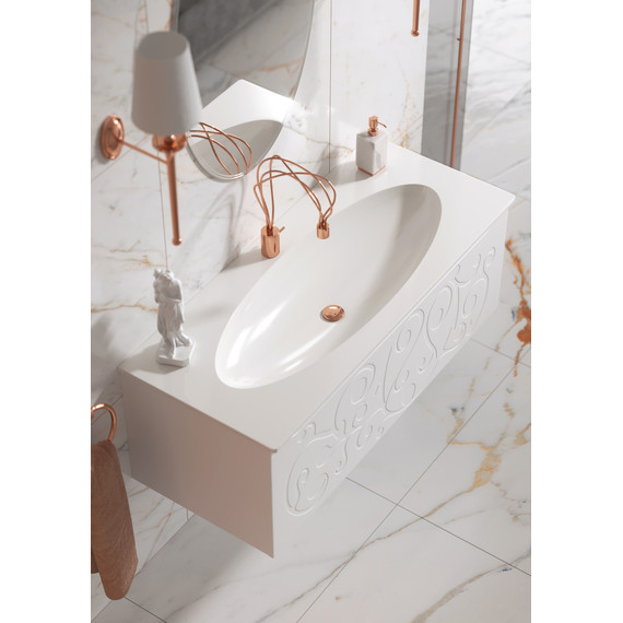 Тумба подвесная с раковиной Clarberg Elegance 100 см EL0110GL, белый/золото - фото 3