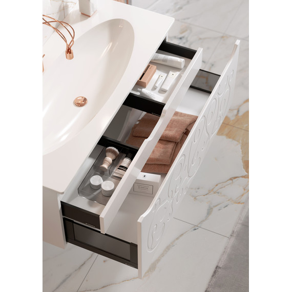 Тумба подвесная с раковиной Clarberg Elegance 100 см EL0110GL, белый/золото - фото 4