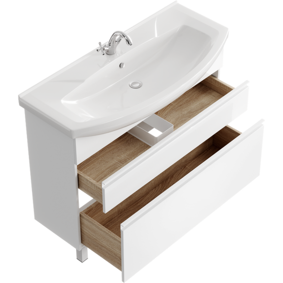 Тумба напольная с раковиной Aqwella Rodos 105 см ROD01102N, белый - фото 2