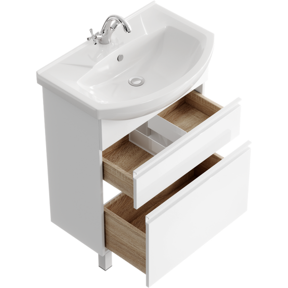 Тумба напольная с раковиной Aqwella Rodos 65 см ROD01062N, белый - фото 2