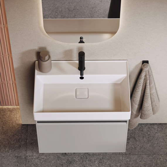 Тумба подвесная с раковиной Aqwella Pure 65 см PUR0165ST, серый туман, Цвет фасада: Серый туман - фото 4