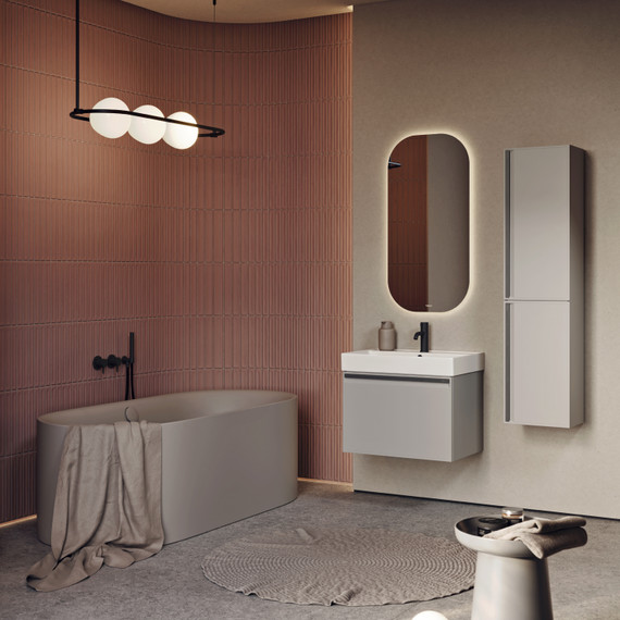 Тумба подвесная с раковиной Aqwella Pure 65 см PUR0165ST, серый туман, Цвет фасада: Серый туман - фото 3