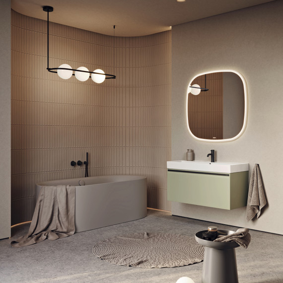 Тумба подвесная с раковиной Aqwella Pure 100 см PUR0110SH, шалфей зелёный, Цвет фасада: зелёный - фото 4