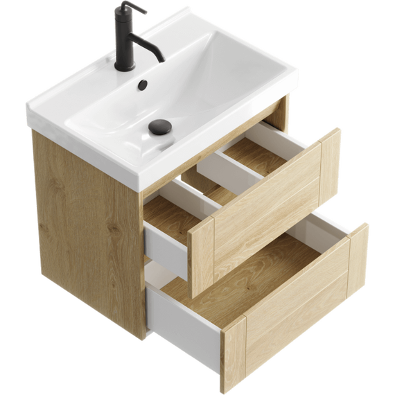 Тумба подвесная с раковиной Aqwella Astrid 60 см AST0106DD, дуб давос - фото 2