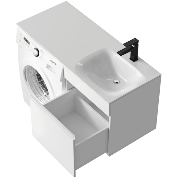 Тумба подвесная с раковиной Aqwella Duet 115 см DU01051R, белый - фото 2