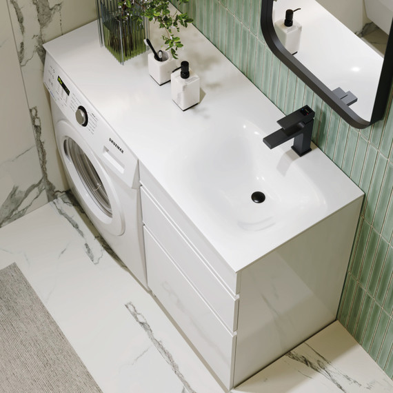 Тумба подвесная с раковиной Aqwella Duet 115 см DU01052NR, белый - фото 4