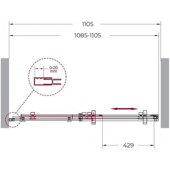Душевая дверь BelBagno 110 см MARINO-BF-1-110-C-Cr (стекло 8 мм), хром/прозрачное - фото 2