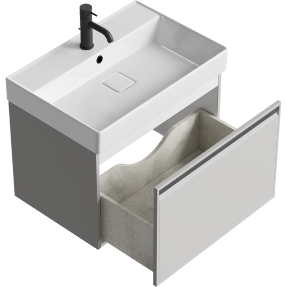 Тумба подвесная с раковиной Aqwella Pure 65 см PUR0165ST, серый туман, Цвет фасада: Серый туман - фото 2