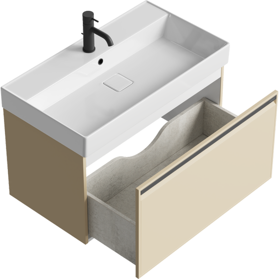 Тумба подвесная с раковиной Aqwella Pure 80 см PUR0108KS, капучино светллый, Цвет фасада: бежевый - фото 2