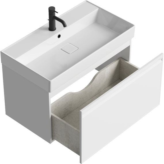 Тумба подвесная с раковиной Aqwella Pure 80 см PUR0108WM, белый, Цвет фасада: белый - фото 2