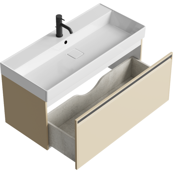 Тумба подвесная с раковиной Aqwella Pure 100 см PUR0110KS, светлый капучино, Цвет фасада: бежевый - фото 2