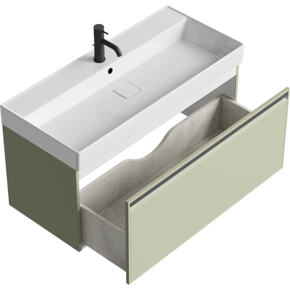 Тумба подвесная с раковиной Aqwella Pure 100 см PUR0110SH, шалфей зелёный, Цвет фасада: зелёный - фото 2