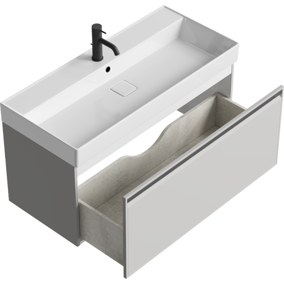Тумба подвесная с раковиной Aqwella Pure 100 см PUR0110ST, серый туман, Цвет фасада: Серый туман - фото 2