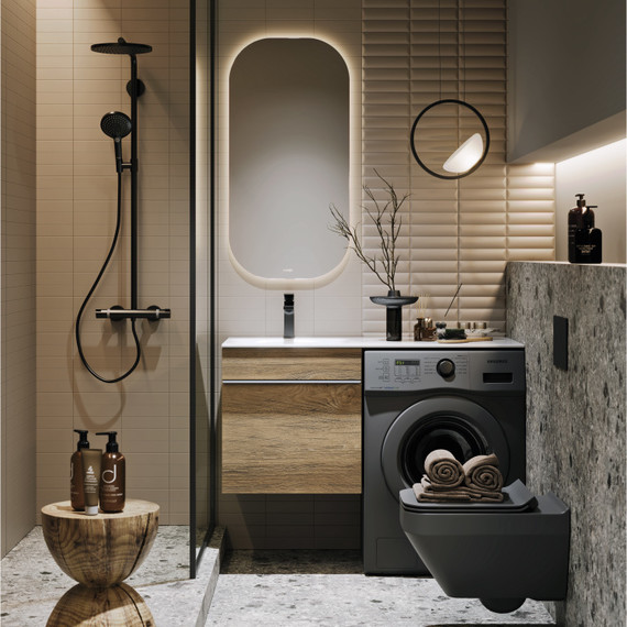 Тумба подвесная с раковиной Aqwella Terra 115 см TER01051DBL, дуб балтийский - фото 3