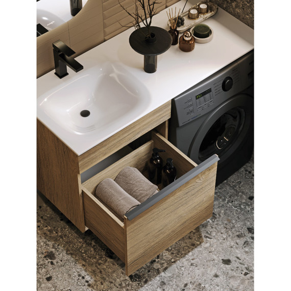 Тумба подвесная с раковиной Aqwella Terra 115 см TER01051DBL, дуб балтийский - фото 4