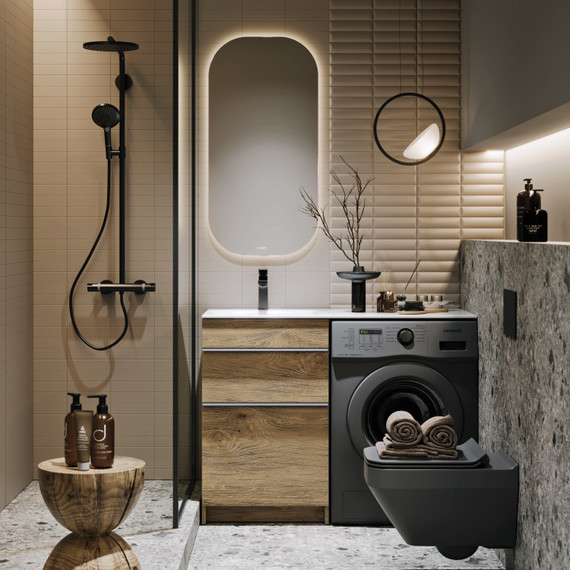 Тумба напольная с раковиной Aqwella Terra 115 см TER01052NDBL, дуб балтийский - фото 3