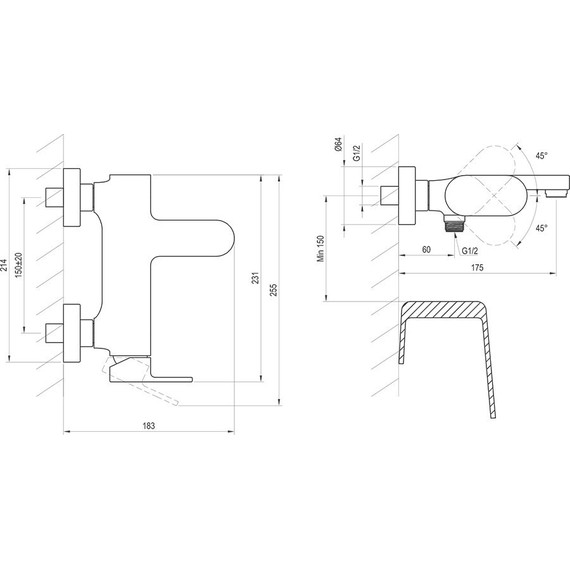 Смеситель для ванны Ravak EL 022.20GB X070330, графит матовый - фото 3