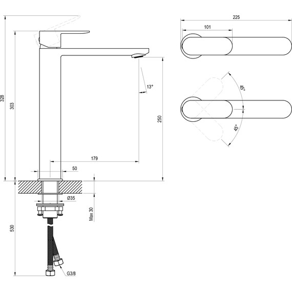 	Смеситель для раковины высокий Ravak CR II 015.00CR X070447 - фото 3
