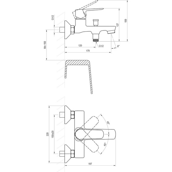 Смеситель для ванны Ravak LF 022.00CR X070473 - фото, картинка 3 Смеситель для ванны Ravak LF 022.00CR X070473 - фото 3