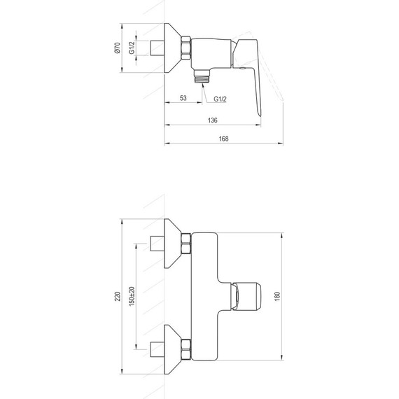 Смеситель для душа Ravak LF 032.20BL X070480, чёрный - фото 2